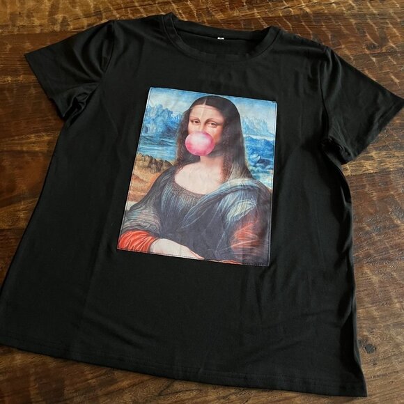 Mona Lisa Blk Pop Art T-Shirt M - Picture 1 of 8